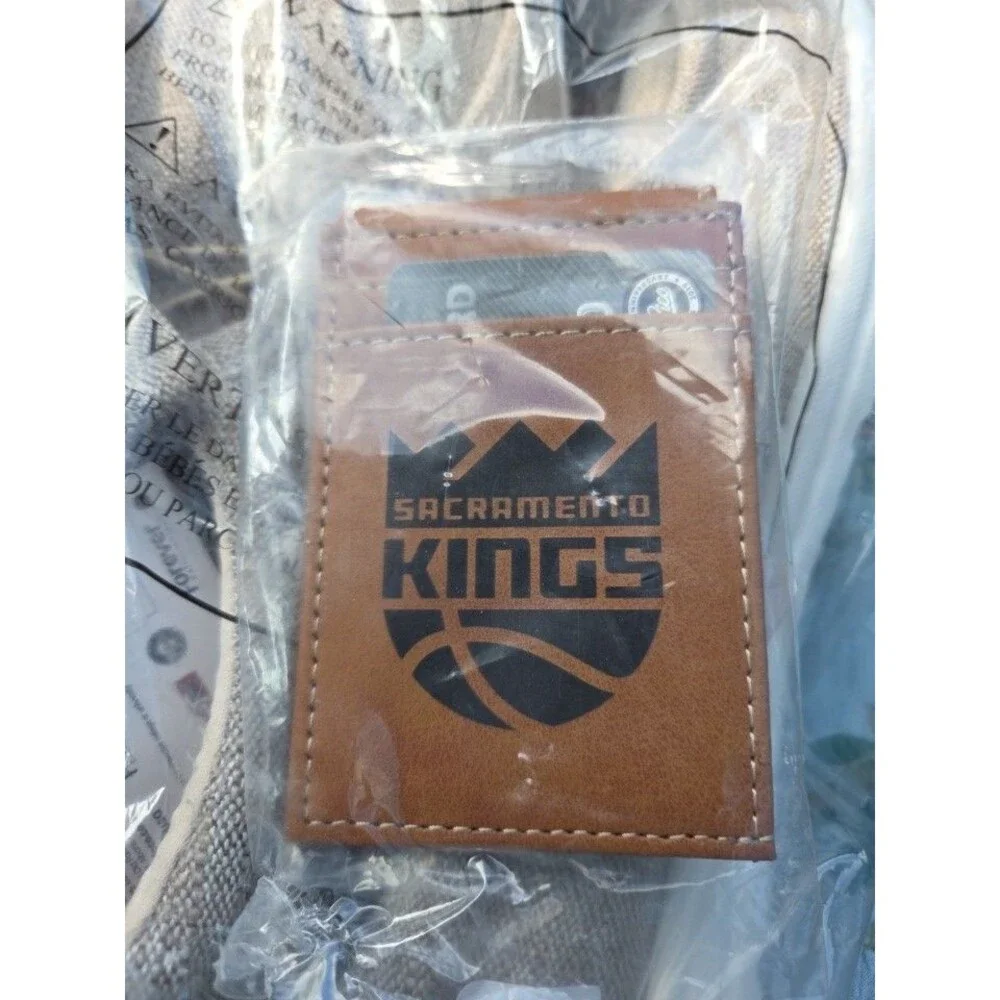Sacramento Kings Premium Brown Wallet, Front Pocket Magnetic Money Clip SMBIN